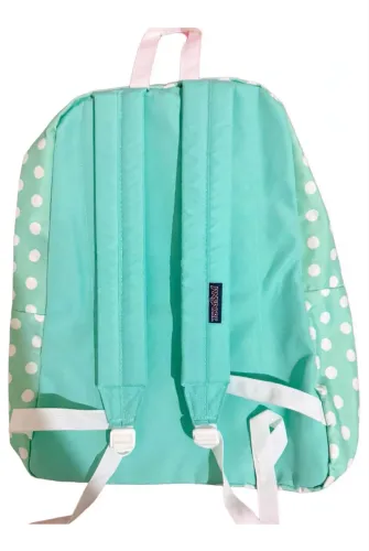 Mochila JanSport SuperBreak Original - Modelo Fresh Mint Polka Dot