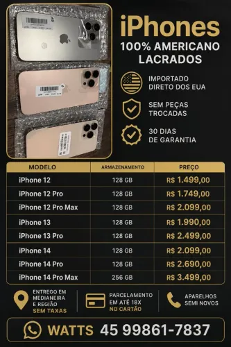 Iphones americano lacrados semi novos