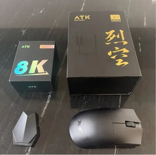 (Usado) Mouse ATK X1 Pro 8K - Bateria 1100mAh (Upgrade) + Skates Ice