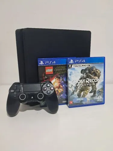 PS4 SLIM - 1TB - 2 JOGOS - 1 CONTROLE