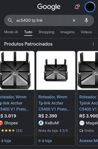 Roteador TP-Link AC5400 Oportunidade!