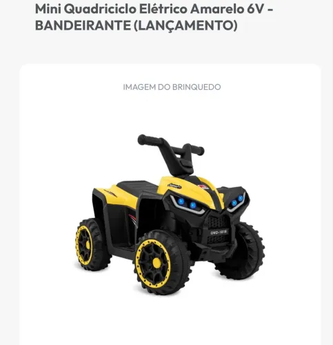 Mini Quadriciclo Elétrico amarelo 6v - Bandeirantes 