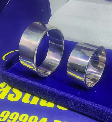 Par Alianças larga Grossa Namoro Prata 950 Maciça Reta 15 mm