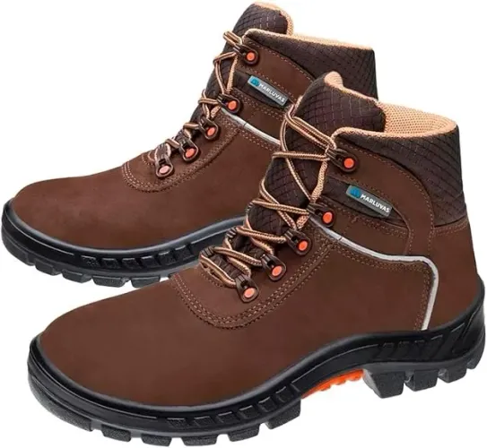 Bota botina Segurança Ocupacional EPI Marluvas Linha Premier 75BPR-PVC cabedal em Nobuck B