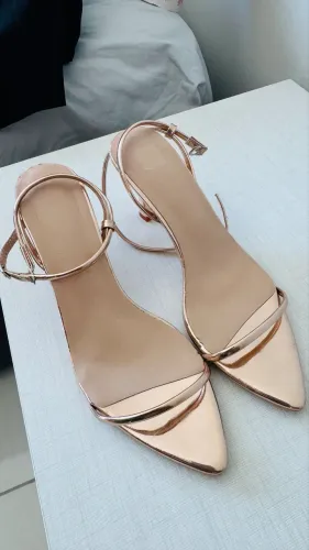 Sandália Feminina Metalizada Rose Gold