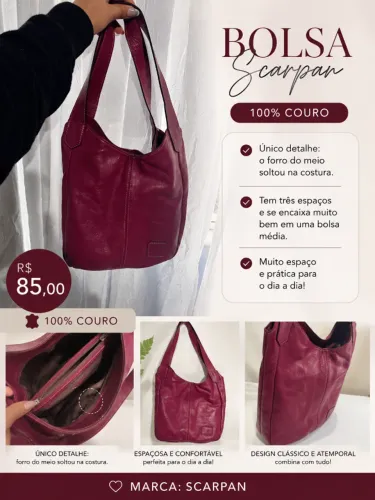 Bolsa couro legítimo