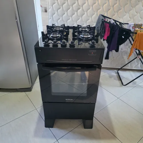 Fogão Atlas Mônaco top Glass 4 bocas com mesa de vidro  e acendimento automático