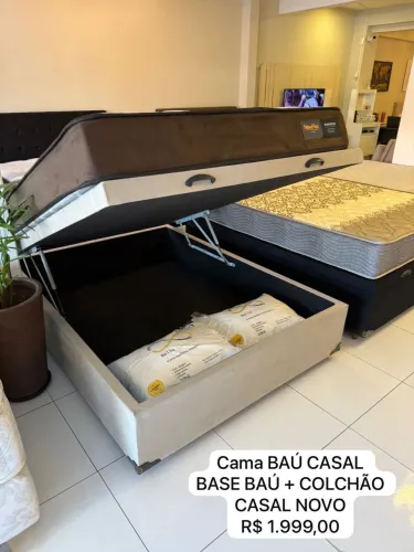 Cama CASAL BAU + COLCHÃO NOVO - Entrego HOJE!