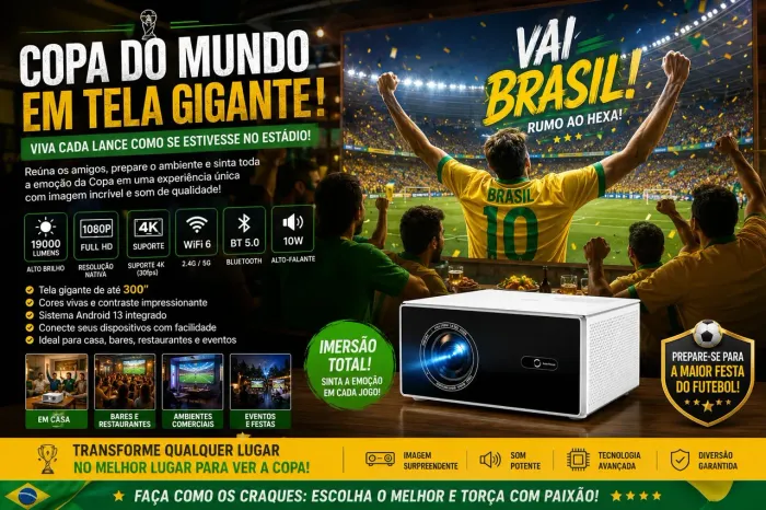 Projetor ThundeaL TDA7W Full HD 1080P 32G<br>Android WiFi 2K 4K Vídeo Home Theater Cinema