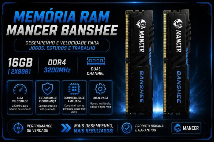 MEMÓRIA RAM MANCER BANSHEE 16GB DDR4 3200MHz - 2x8GB