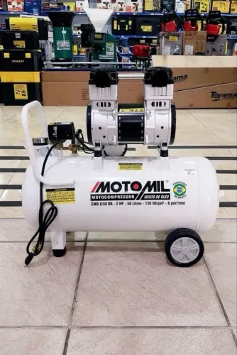 Compressor odontológico 50L 120psi C/ Motor 2HP Motomil - (Novo)