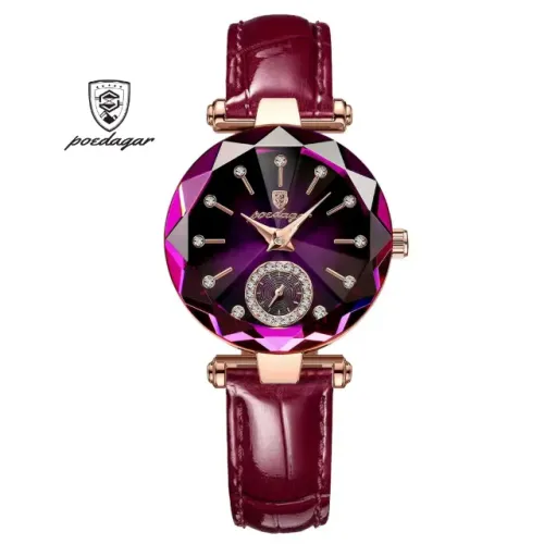 Relógio Feminino Poedagar 719 Deluxe Luxo Roxo E Ouro Rosa