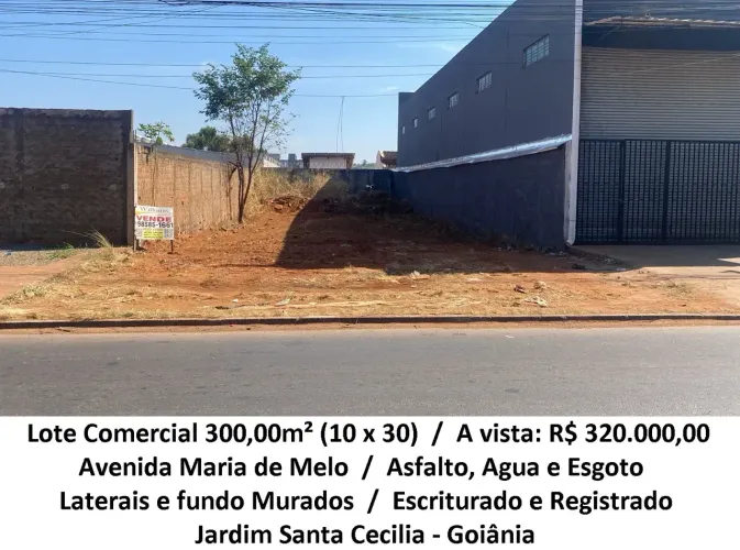 Leia a descrição: Lote Comercial 300,00m² (Avenida Maria de Melo) Parque Santa Cecilia