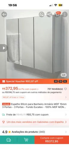 Armário de banheiro com espelho 