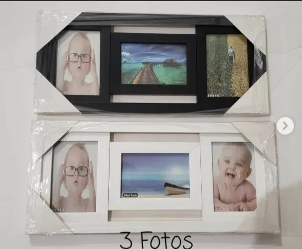 Mural para 3 fotos com proteção de vidro diversas cores direto da fábrica 