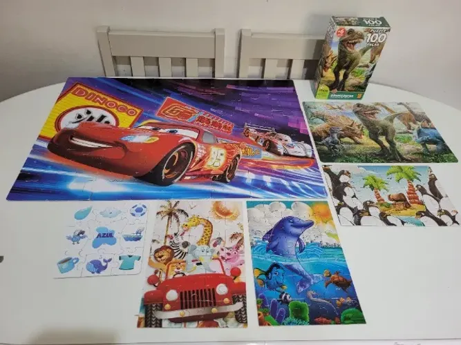 Combo Jogo de Quebra-Cabeças com 6 Jogos Variados Caros, Bichinhos e Dinossauros