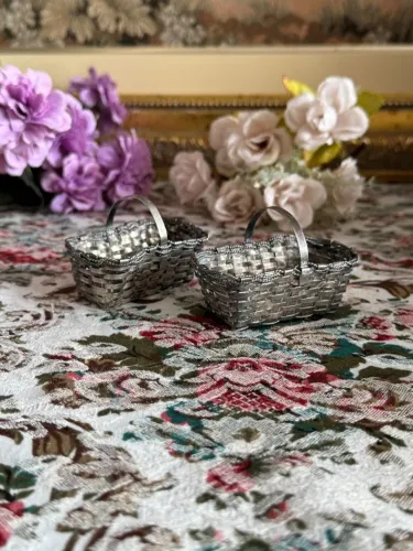 Dupla de cestas miniatura decorativa 7cm