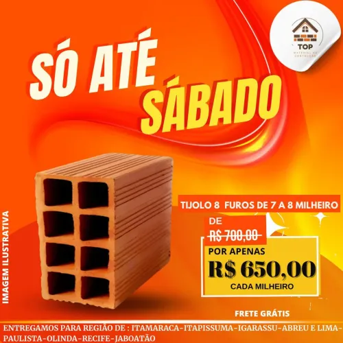 Tijolo direto de fabrica frete grátis 