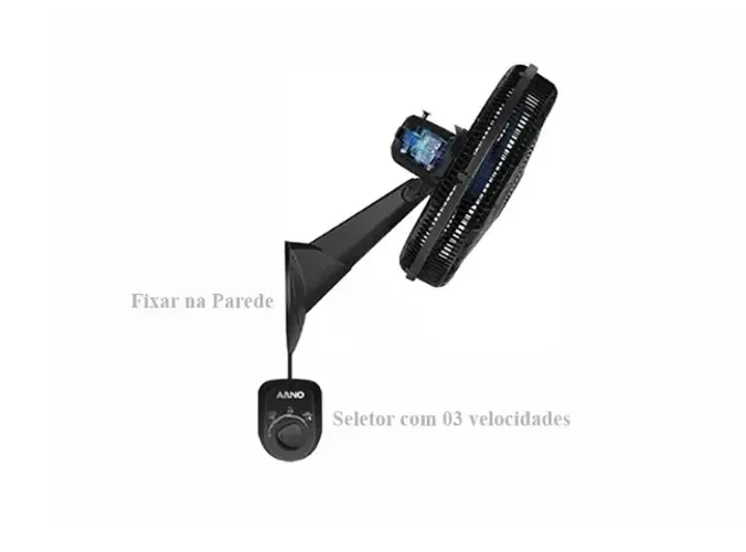 Ventilador Parede Arno Xtreme Force Breeze, 3 Veloc, Modo Sono Tranquilo, 06 Pás 126w 50cm