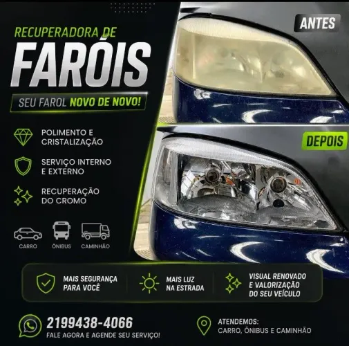 Carro ônibus e Caminhão recuperação de faróis 