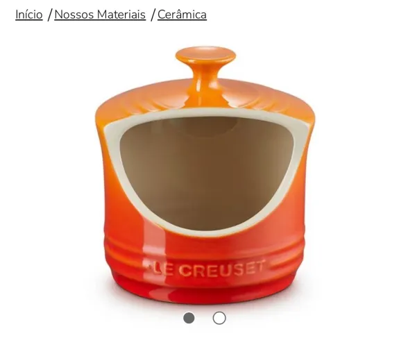 Porta Sal de Cerâmica Le Creuset Laranja - Com detalhe