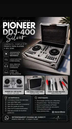 Pioneer DDJ-400 Silver Edição Limitada + Flight Case + Cabos
