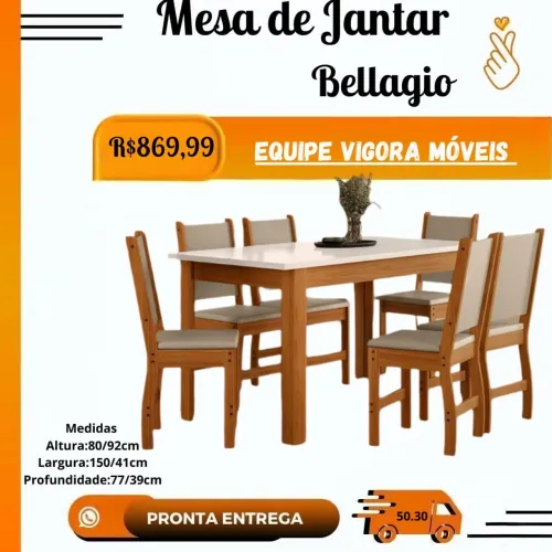 Mesa de Jantar Bellagio 6 Cadeiras