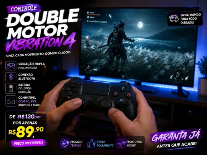 Controle sem fio compatível com ps4 Pc e TV
