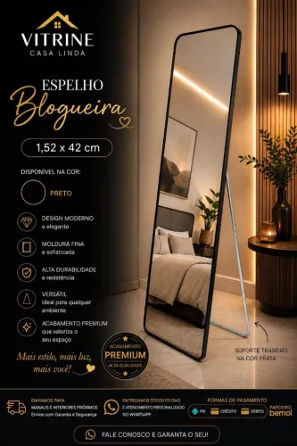 Espelho blogueira preto e dourado