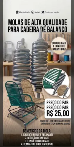 KIT PAR DE MOLAS PARA CADEIRA DE BALANÇO