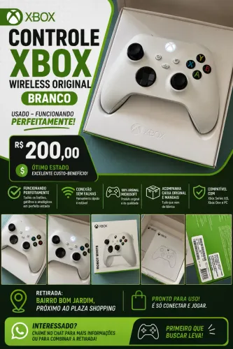 CONTROLE XBOX WIRELESS ORIGINAL BRANCO