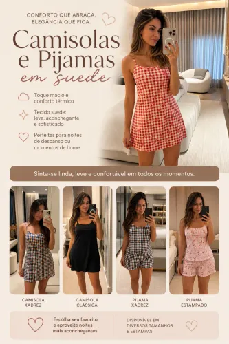 pijamas e camisolas em suede