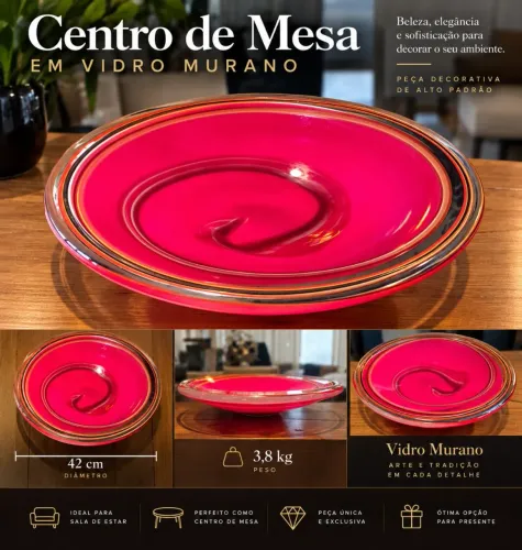 CENTRO DE MESA EM VIDRO MURANO - PEÇA EXCLUSIVA