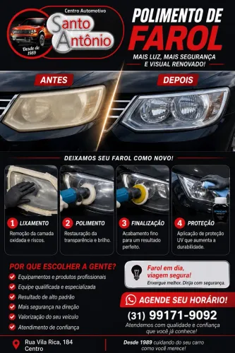 RESTAURAÇÃO PROFISSIONAL DE FARÓIS Transparência, brilho e acabamento de alto padrão.