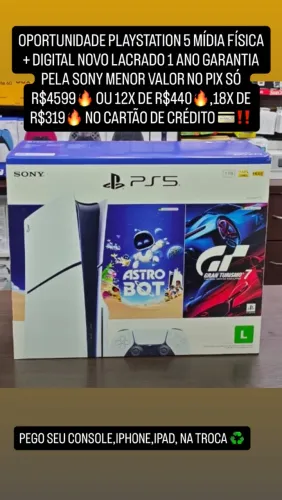 Ps5 mídia física 1 tb novo lacrado 2 jogos grátis 