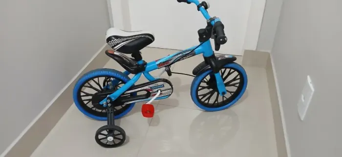 Bicicleta Infantil Nathor Aro 12 Azul com Rodinhas - Ótimo Estado