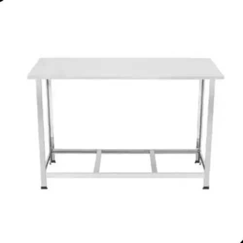 Mesa com pés de pintura epoxi(BRANCA) e tampo inox 430