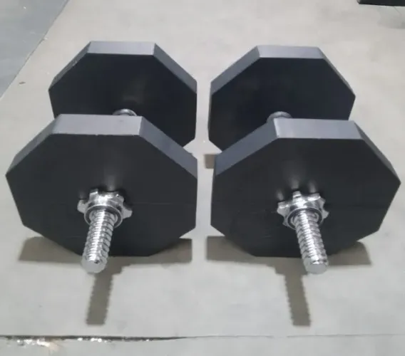 Barra de Halteres Maciço + 8kg Anilhas PVC