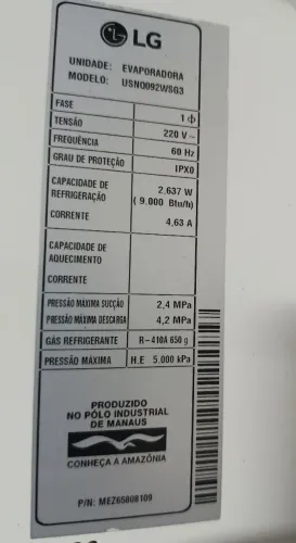 Ar condicionado inverter LG 9000btus