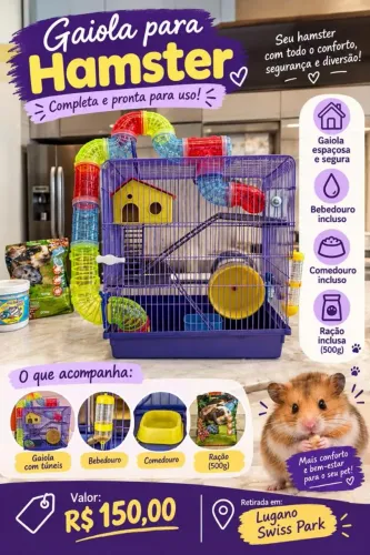 Gaiola para Hamster completa 3 andares e tubos