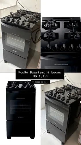 Fogão Brastemp - 4 Bocas - Preto (GN)
