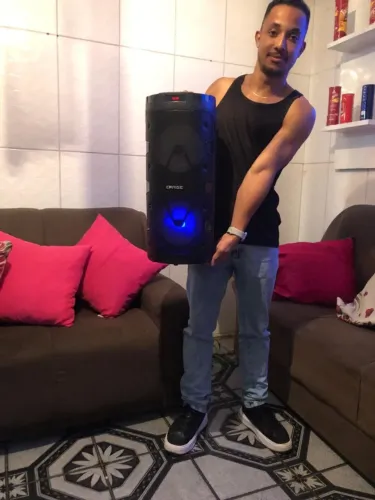 CAIXA DE SOM GRANDE 60CM 1000W PMPO + Microfone e Carregador