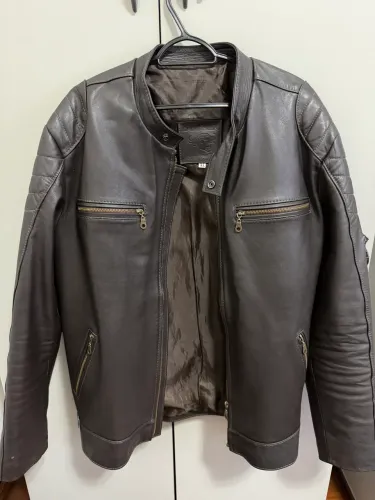 Jaqueta 100% couro Marrom Motoqueiro (muito nova)