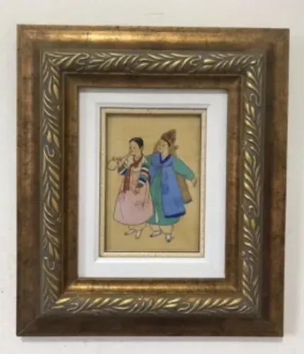 Quadro Crianças Orientais. Óleo sobre tela.