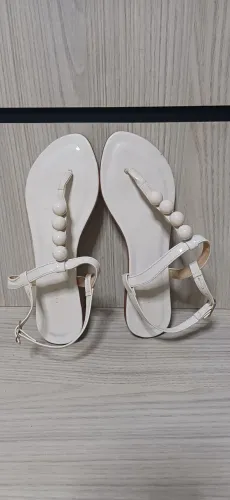 Sandalia rasteirina 36 bege