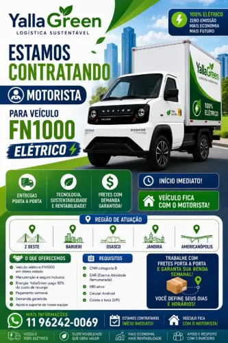 Contrata-se Motorista Operação Mercado Livre