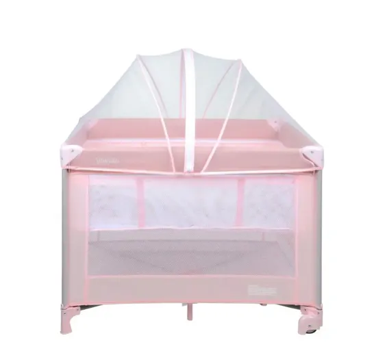 Berço cercado com colchão, cor rosa, marca Burigotto, pouco tempo de uso