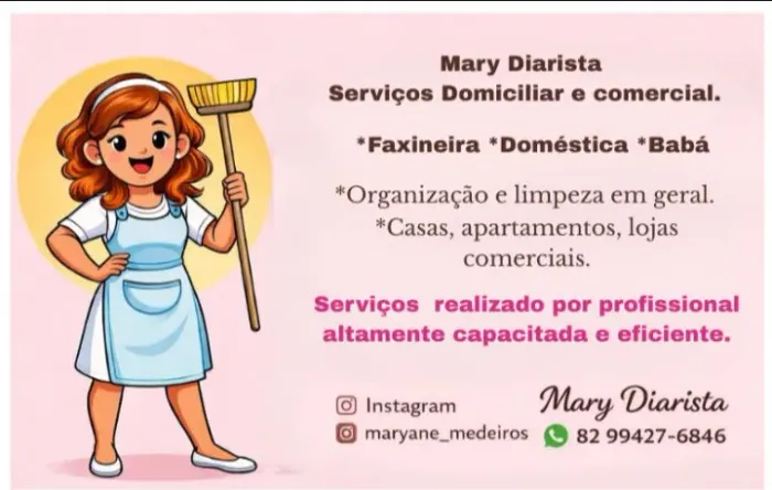Faço faxinas e serviços como babá 