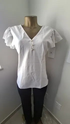 Blusa branca seda feminina G