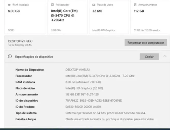 Computador Home Essential S, Intel Core i5, 8GB DE RAM, SSD 120GB, Completo com Monitor e 